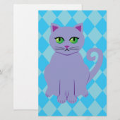 Paarse kat briefpapier (Voorkant / Achterkant)
