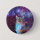 Paarse kat in de ruimte ronde button 5,7 cm (Voorkant)