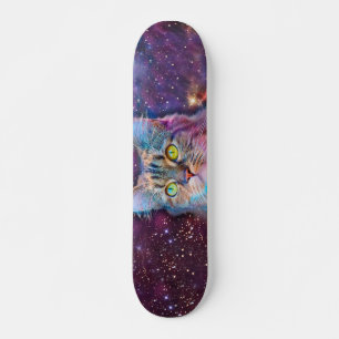 Paarse kat in de ruimte skateboard