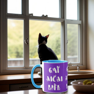 Paarse kat mam leven Schattigee typografie Moederd Mok