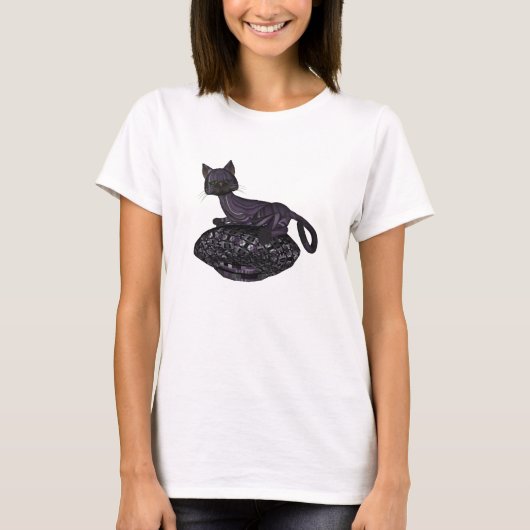 Paarse kat Napping T-shirt (Voorkant)