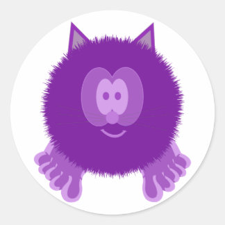 Paarse Kat Pom Pom Pal Stickers