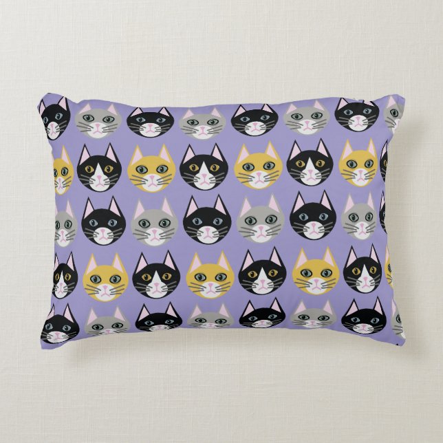 Paarse katten accent kussen (Voorkant)