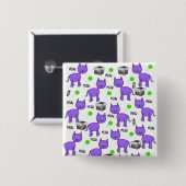 Paarse katten Meow Square Button (Voorkant /achterkant)