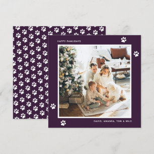 Paarse Kattenhondeneigenaar Foto Happy Pawholidays Feestdagenkaart