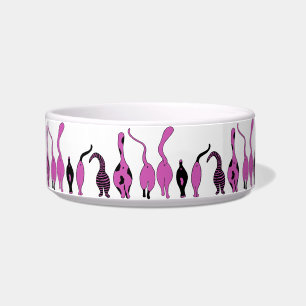 Paarse kattenpeuterpatroon voerbakje