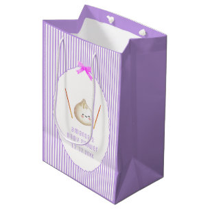 Paarse Kawaii Boog Aziatisch Dumpling Meisje Baby Medium Cadeauzakje