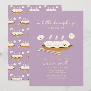 Paarse Kawaii Stream Bao Dumpling Baby Shower Kaart