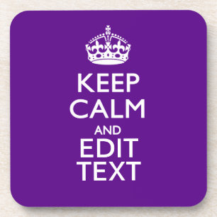 Paarse Keep Calm En Uw Tekst Gemakkelijk Onderzetter