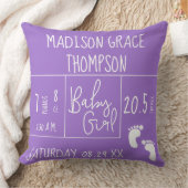 Paarse keepomwille Speciaal babymeisje geboortesta Kussen (Deken)