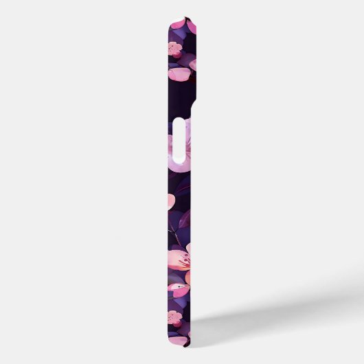 Paarse kersenbloesems gepersonaliseerd monogram Case-Mate iPhone case (Achterkant / Rechts)