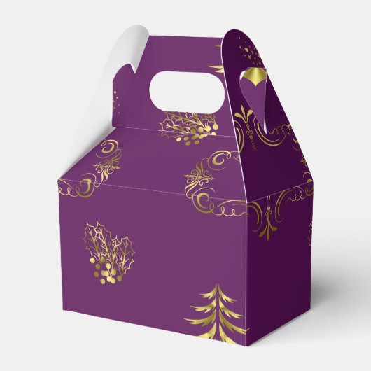 Paarse kerst en gouden kerst bedankdoosjes (Voorkant Zijde)