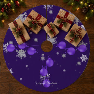 Paarse Kerst Ornamente Boomrok Fleece Kerstboom Rok