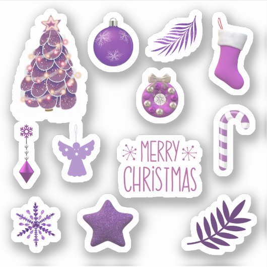 Paarse Kerst stickers (Voorkant)