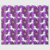 Paarse kerst van Unicorn Cadeaupapier (Vlak)