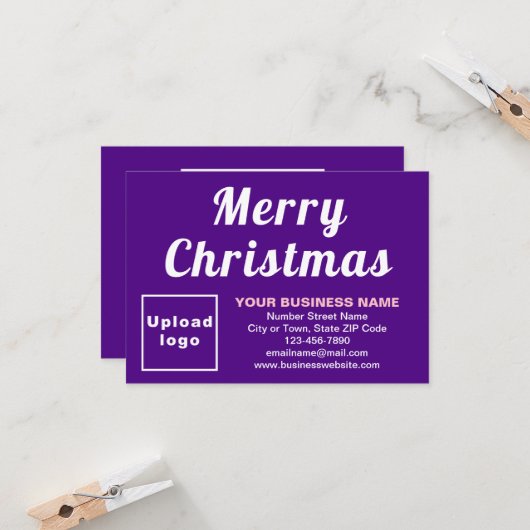 Paarse; Kerst; Zakelijk; Kleine platte groet Kaart (Voorkant / Achterkant in situ)