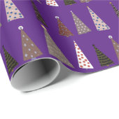 Paarse kerstbomen cadeaupapier (Rol Hoek)