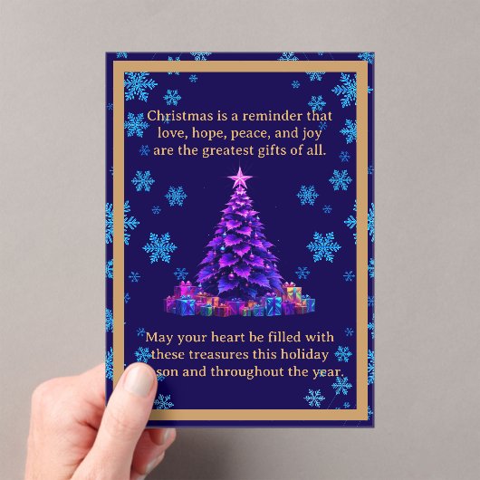 Paarse kerstboom Acryl Kaart Acryl Uitnodigingen (Insitu (Draagbaar))