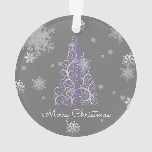 Paarse kerstboom en Ornament Snowflakes (achterkant)
