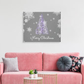 Paarse kerstboom en Snowflakes Canvas afdrukken (Insitu (Woonkamer))
