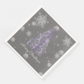Paarse kerstboom en snowflakes papier servet (Hoek)