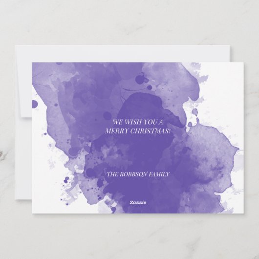 Paarse kerstboom gouden sneeuwvlokken feestdagenkaart (Achterkant)