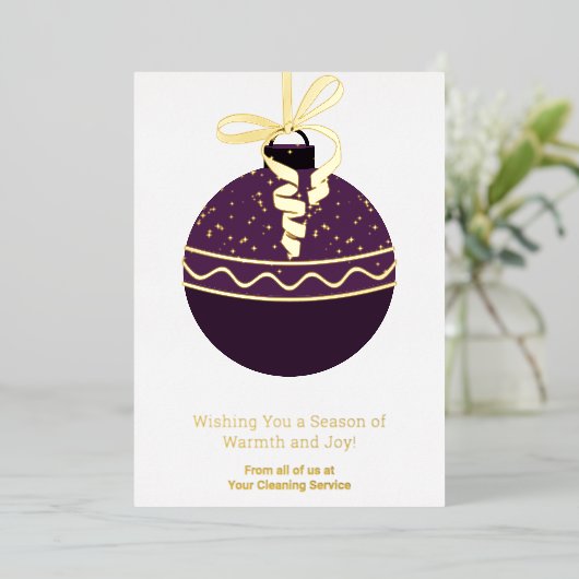 Paarse kerstboom Ornament Folie vakantie Kaart (Staand Voorkant)