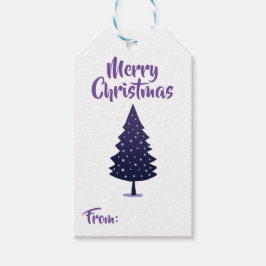Paarse kerstboom Vrolijk kerstcadeau Label Cadeaulabel