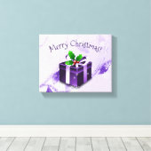 Paarse kerstcadeau afdrukken (Insitu (Houten vloer))