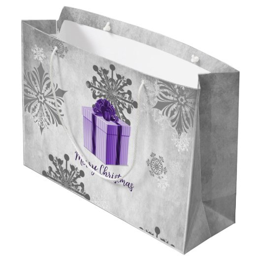 Paarse kerstcadeau voor feestdagen groot cadeauzakje (Achterkant Gekanteld)