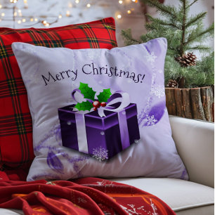 Paarse Kerstcadeau Worp Kussen