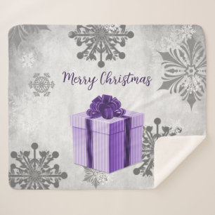 Paarse kerstcadeaufeestdag Sherpa Blanket Deken