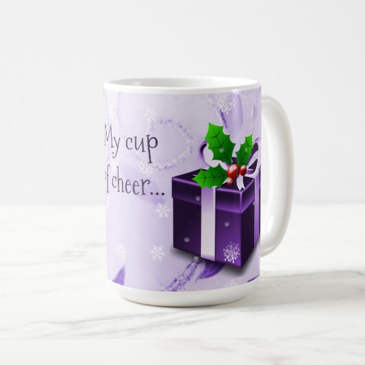 Paarse kerstcadeaukoffie Mok (Voorkant rechts)