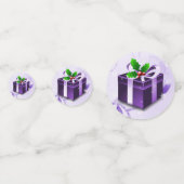 Paarse kerstcadeaus Confetti (Voorkanten)
