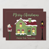  Paarse kerstfeestjes Feestdagenkaart (Voorkant / Achterkant)