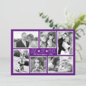 Paarse kerstfoto Collage Love Joy Kaart (Staand voorkant)