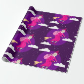 paarse Kerstheks Befana Broomrider Spookmas Cadeaupapier (Uitgerold)