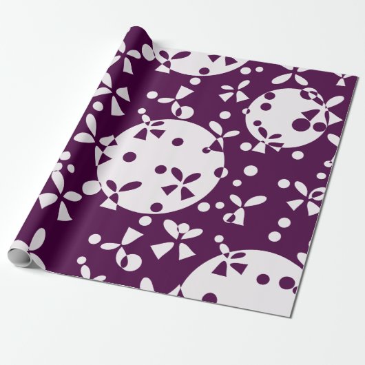 Paarse Kerstklokken Vakantiepatroon Cadeaupapier (Uitgerold)