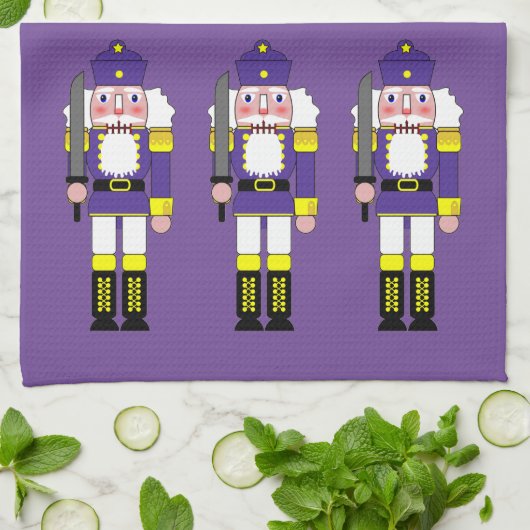 Paarse kerstkrakers theedoek (Gevouwen)