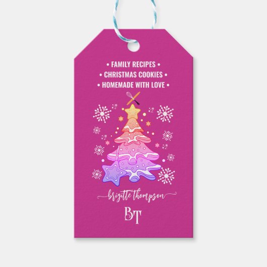 Paarse Kerstkrans-sneeuwvlok Promo QR-code Cadeaulabel (Voorkant)