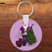Paarse kerstman sleutelhanger (Voorkant)