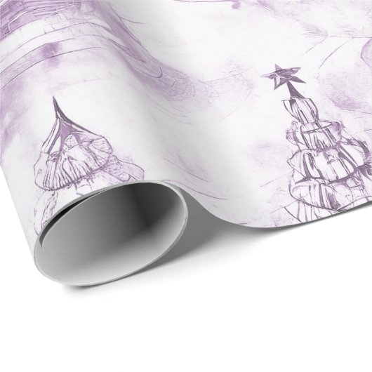 Paarse Kerstmispatroon#3 ID1009 Cadeaupapier (Rol Hoek)