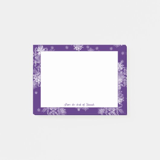 Paarse kerstsnowflakes Aangepaste notities Post-it® Notes (Voorkant)