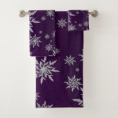 Paarse kerststerren met wit ijskristal bad handdoek (Insitu)