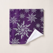 Paarse kerststerren met wit ijskristal bad handdoek (Wasdoekje)