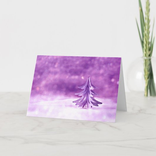 Paarse kerstwonderland feestdagen kaart (Voorkant)