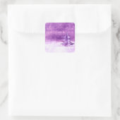 Paarse kerstwonderland vierkante sticker (Tas)