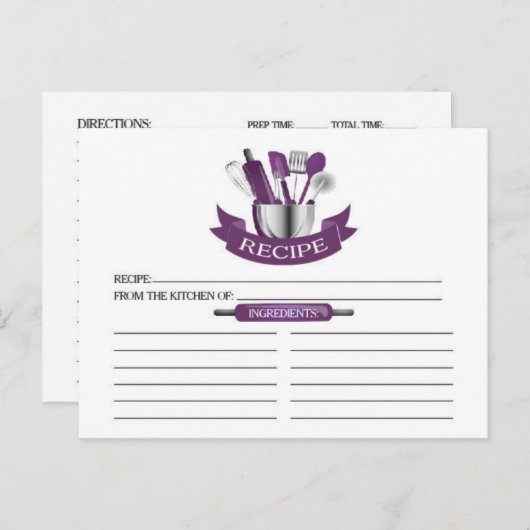Paarse Keuken Gereedschap Vrijgezellenfeest Recept Briefkaart (Voorkant / Achterkant)