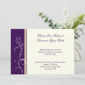 Paarse Khaki Ivory Floral Swirl Post Wedding Kaart (Staand voorkant)