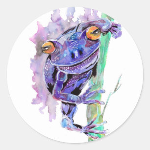 Paarse Kikker Ronde Sticker